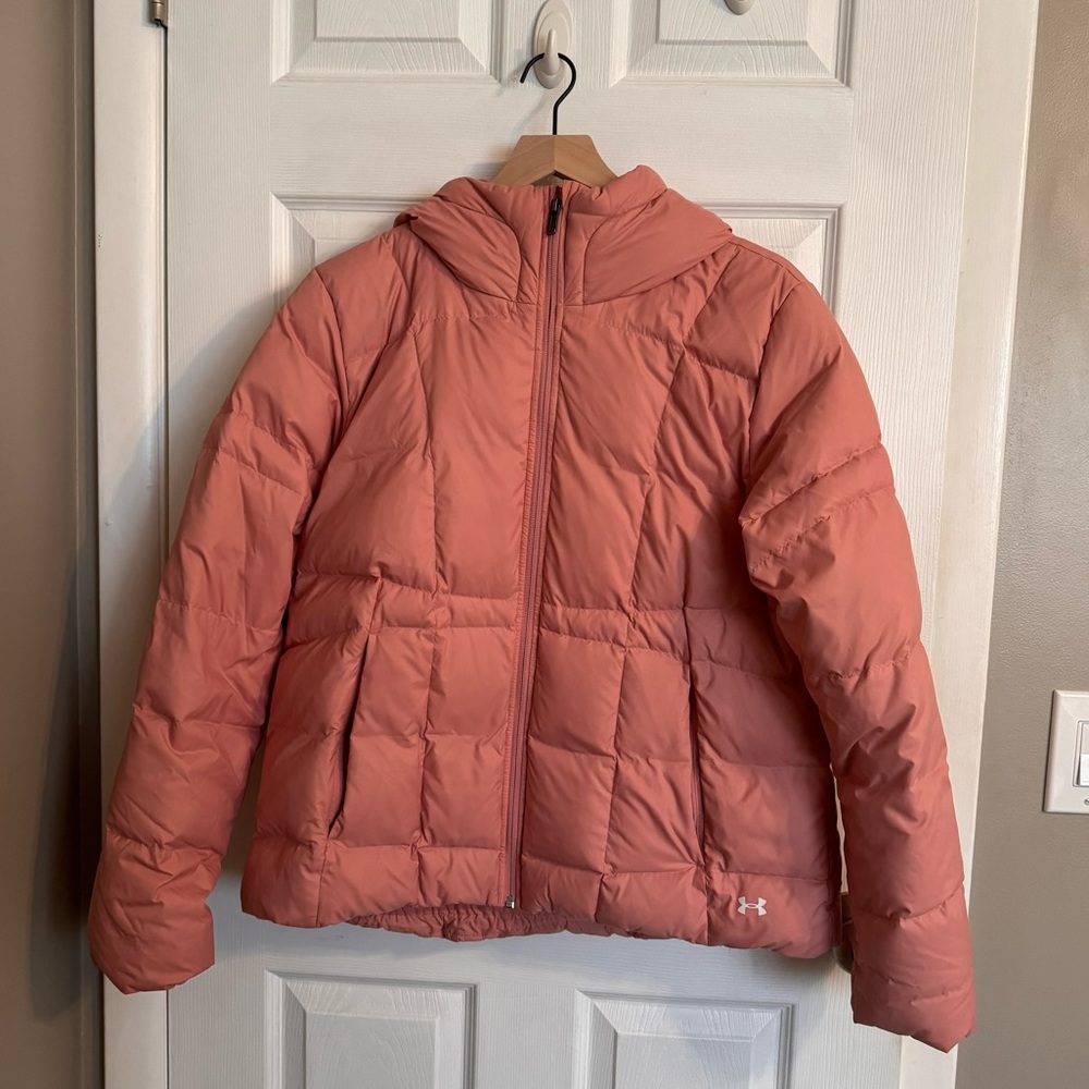 Under Armour Pink Down Puffer Jacket with fleece neck sx XL